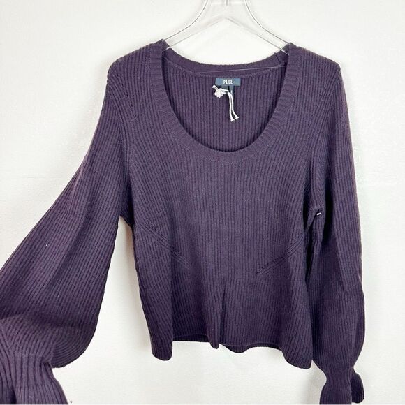 Paige Virtue Rib Wool Purple Pull Over Sweater Top XL - Picture 5 of 8